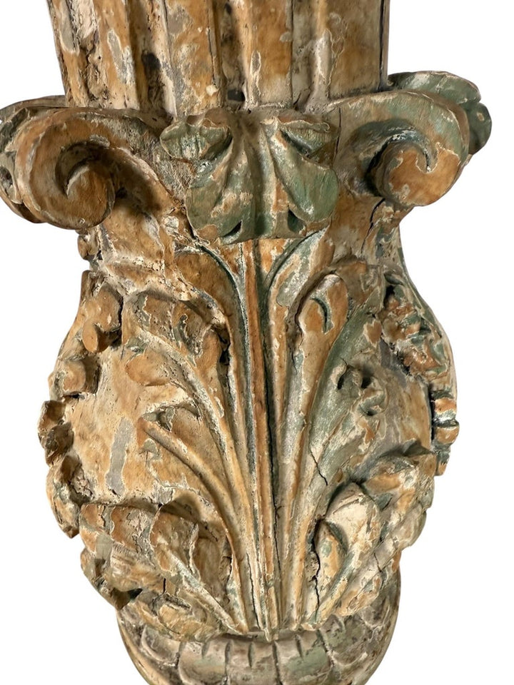 Pair of Italian Carved Wood Baroque Style Table Lamps