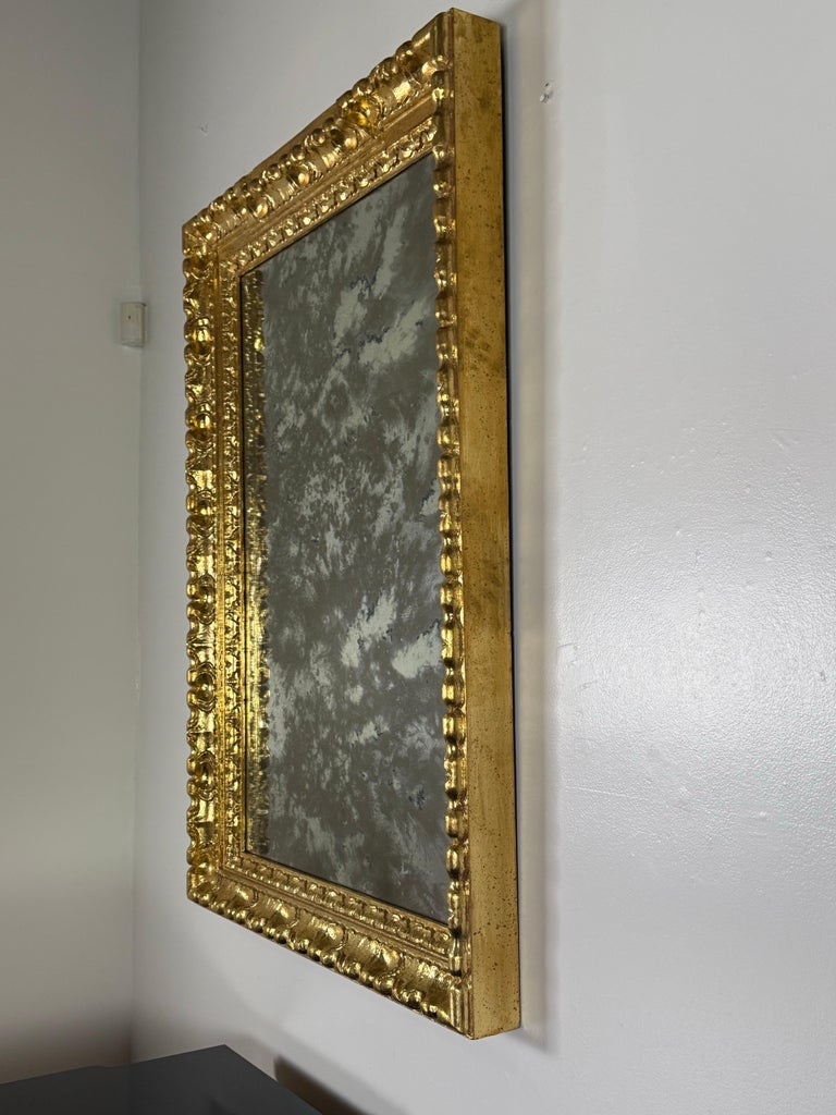 Italian Giltwood Mirror with Deep Oxidized Glass
