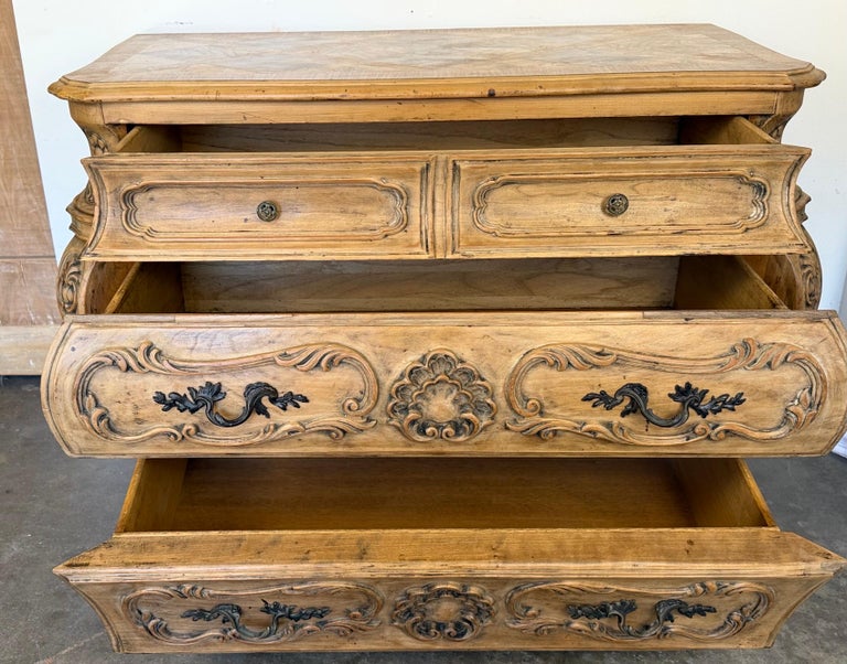Antique French Louis XV Bombe Commode - Bleached Oak