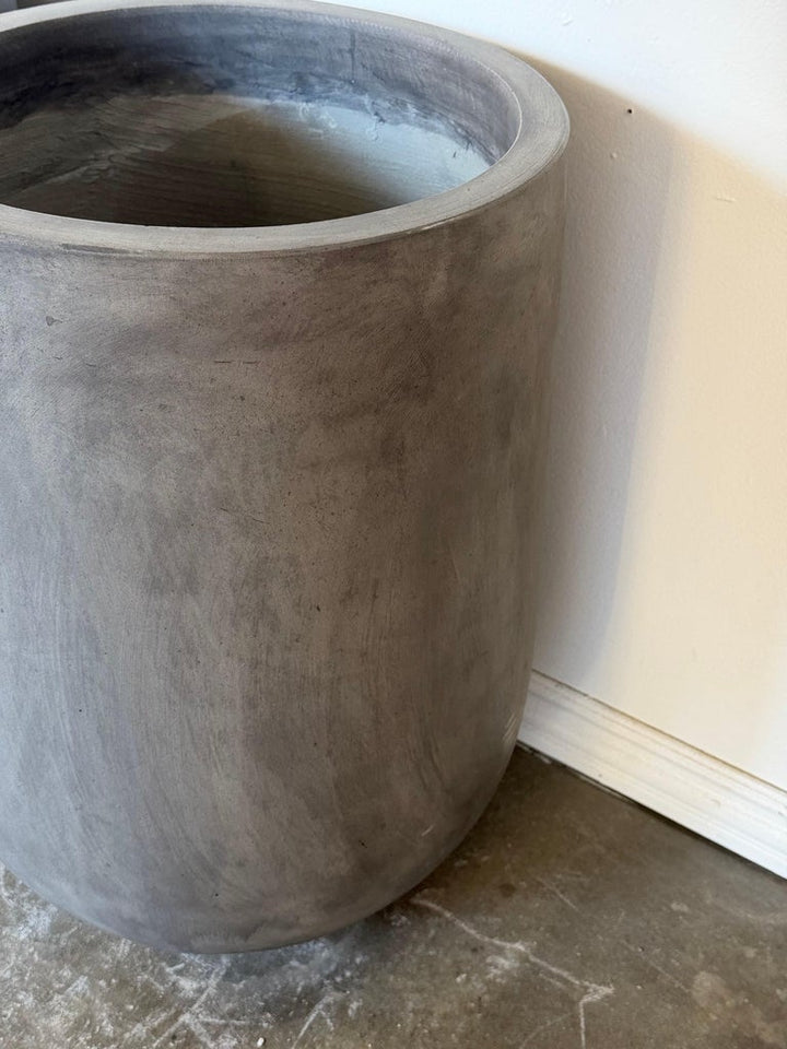 Pair of Monumental Cylinder Planters - Brutalist Bullet Form - Dark Slate