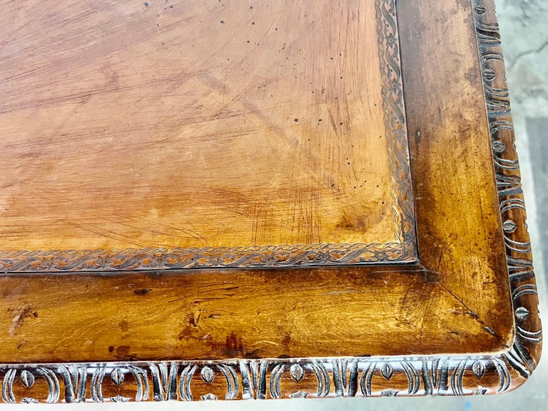 18th Century, French Walnut Leather Top Writing Table W/ Bronze Hardware