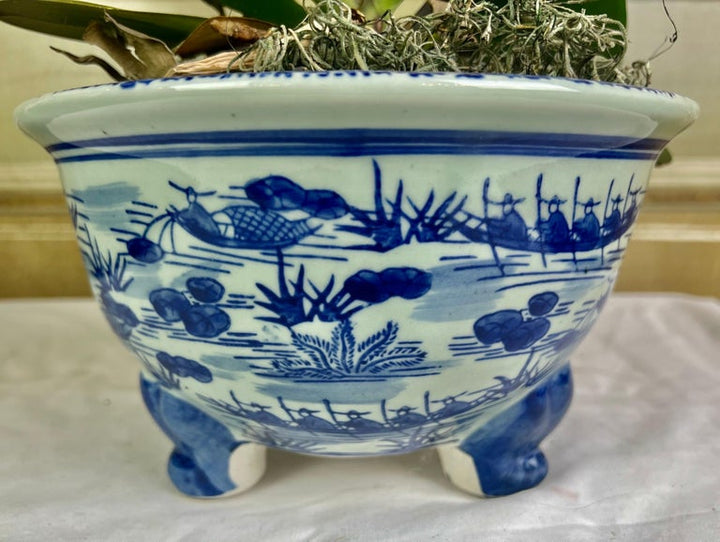 Blue & White Chinese Export Orchid Pot