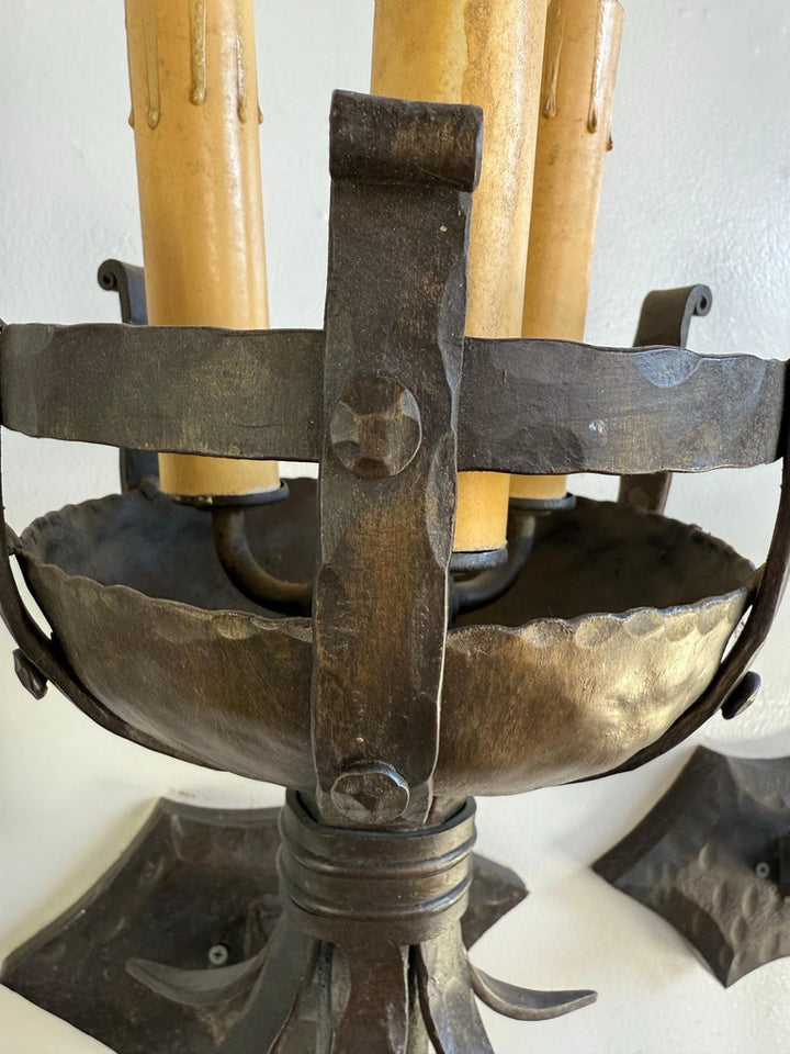 Set of Five Spanish Wrought Iron Sconces