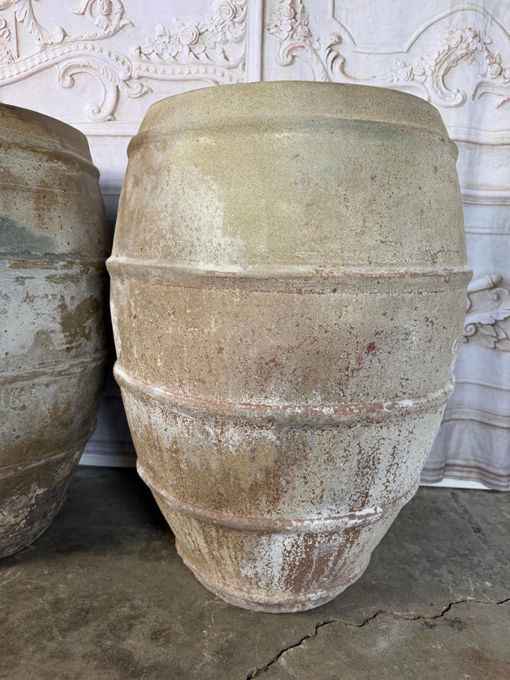 Pair of Antique Mediterranean Terracotta Storage Jars with Weathered Patina