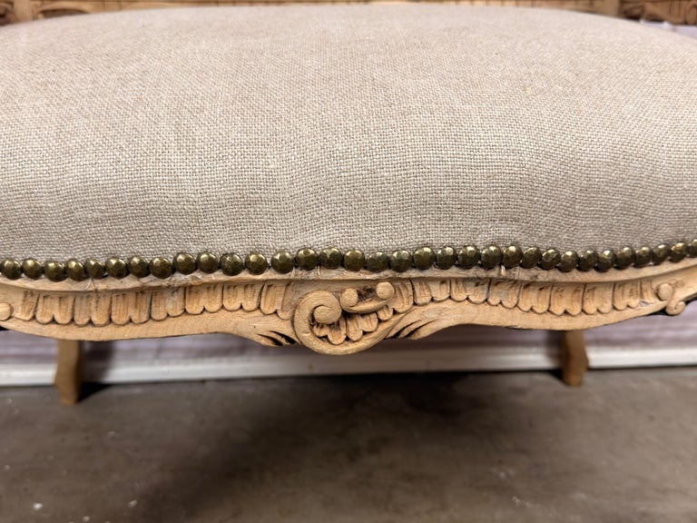 Antique Venetian Rococo Pierced Bench Settee- Hand Carved Bleached Walnut