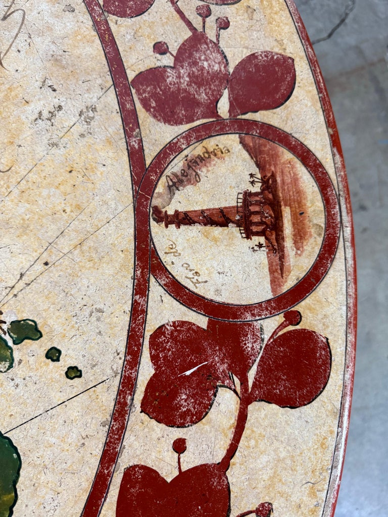 Hand-Painted Italian Map Center Table, circa 1940s