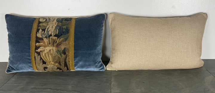 Pair of Pillows with 18th Century French Tapestry Panels by Melissa Levinson