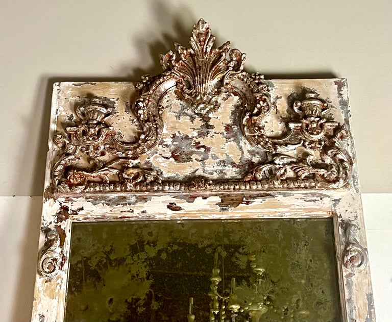 French Painted & Parcel Gilt Mirror