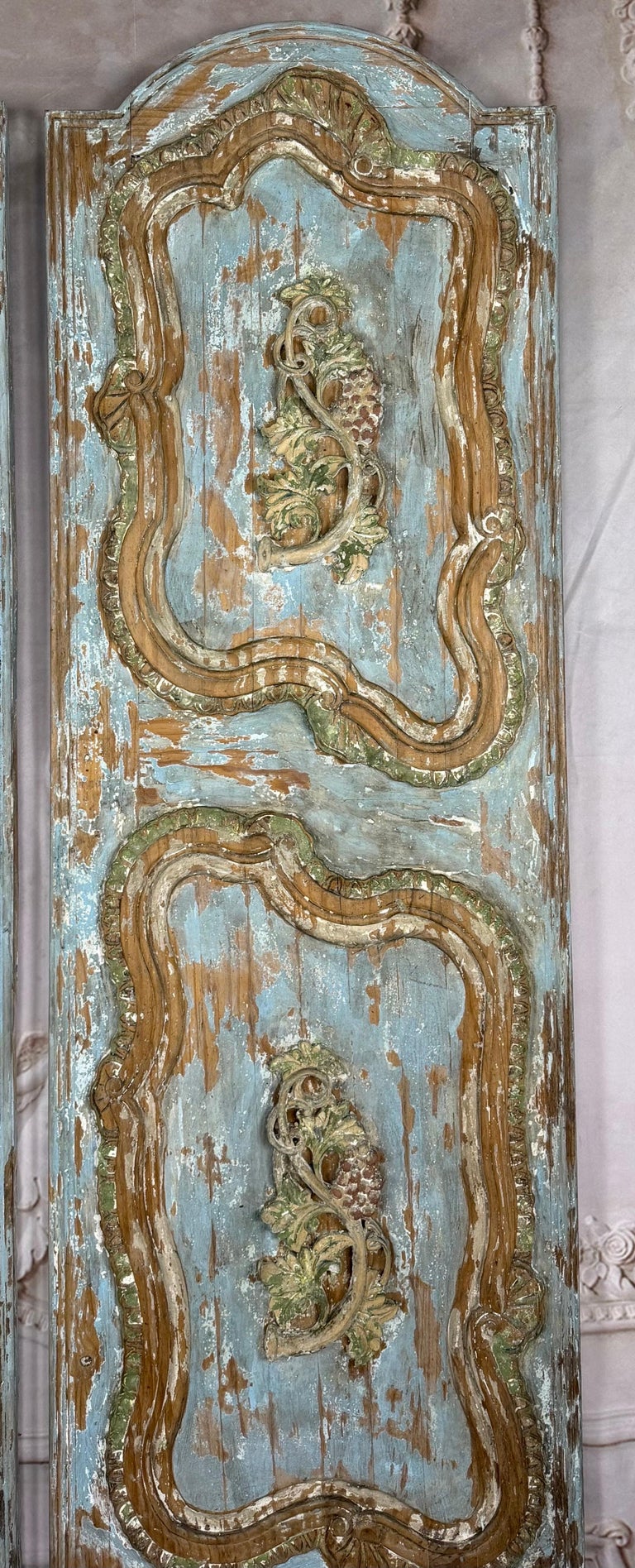 19th Century French Louis XV Rococo Doors with Distressed Wood Finish