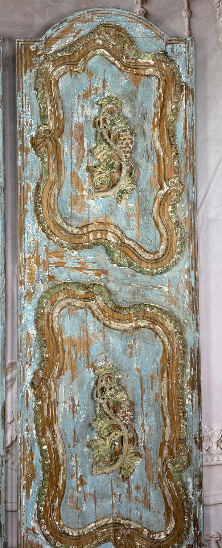 19th Century French Louis XV Rococo Doors with Distressed Wood Finish