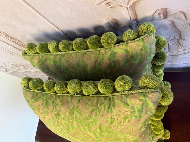 Pair of Custom Venetian Mariano Fortuny Damask Pillows