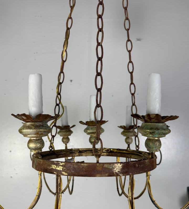 Miamar Home Fifteen-Light Italianate Gilt Iron Chandelier