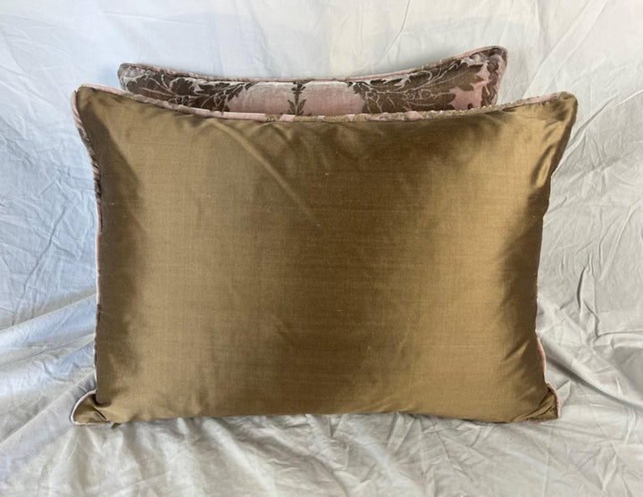 Rare Mariano Fortuny Gold Metallic Printed Velvet Pillows