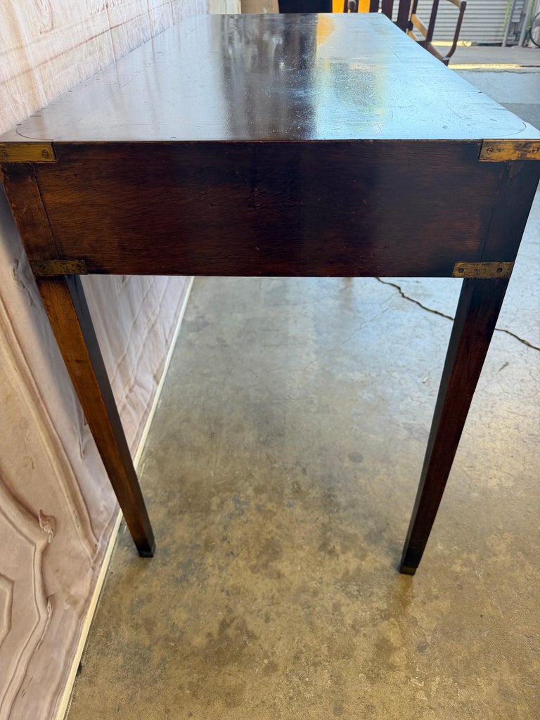Antique English Campaign Console Desk - 3 Drawer Military Writing Table
