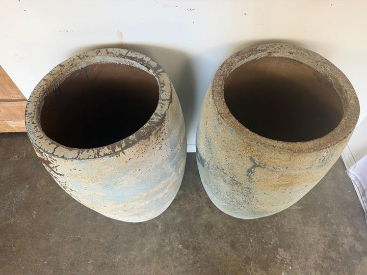 Pair of Monumental Atelier Vierkant Style Planters - Ocean Blue Patina