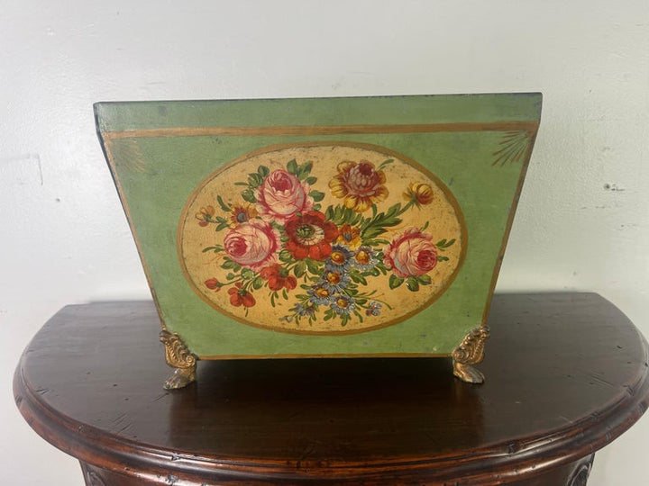 19th century French Tole Hand Painted Planter w/ Liner