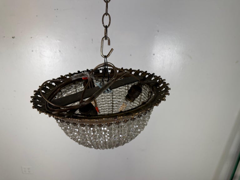 Early 20th Century Empire Style Crystal Basket Chandelier
