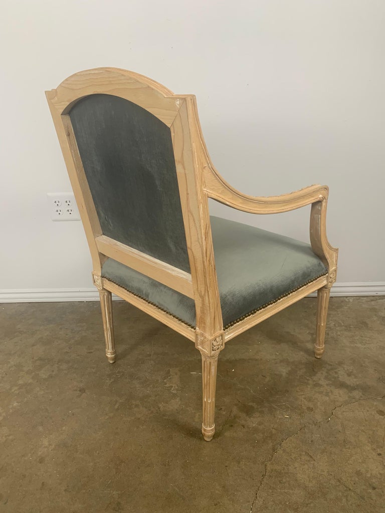 Pair of French Neoclassical Style Blue Velvet Chairs