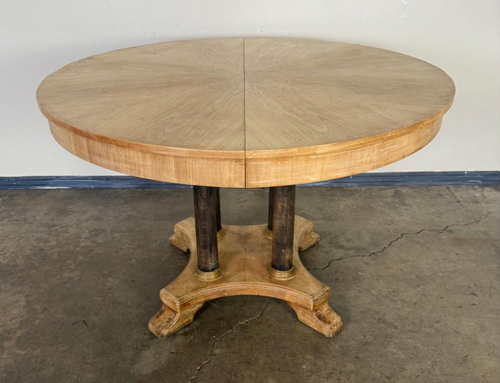 Vintage Expandable Round-to-Oval Dining Table with Pedestal Base