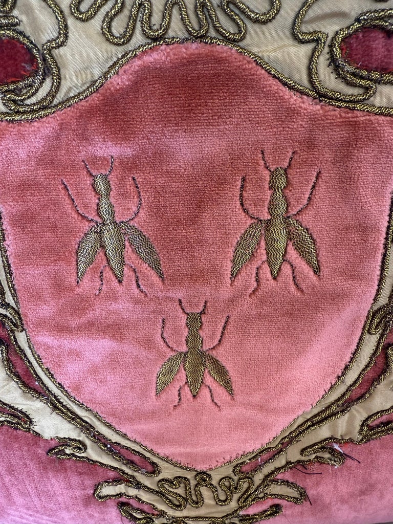 Pair of Custom Velvet Pillows with Heraldic Crest