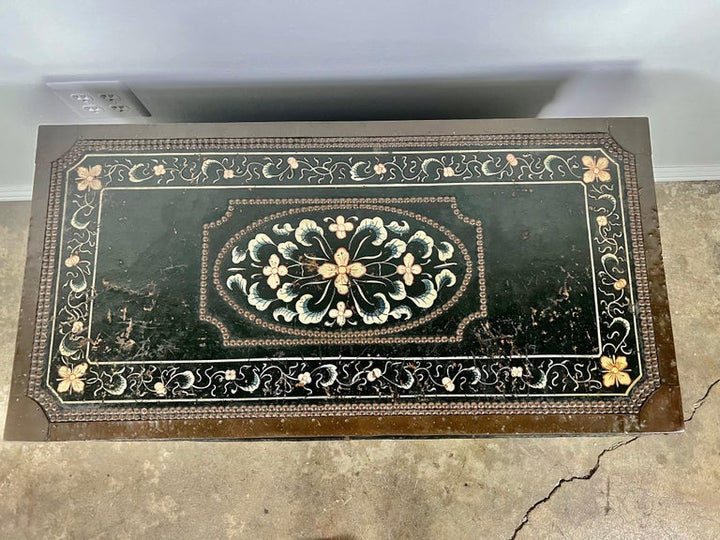 19th Century Hand Painted Leather Trunk