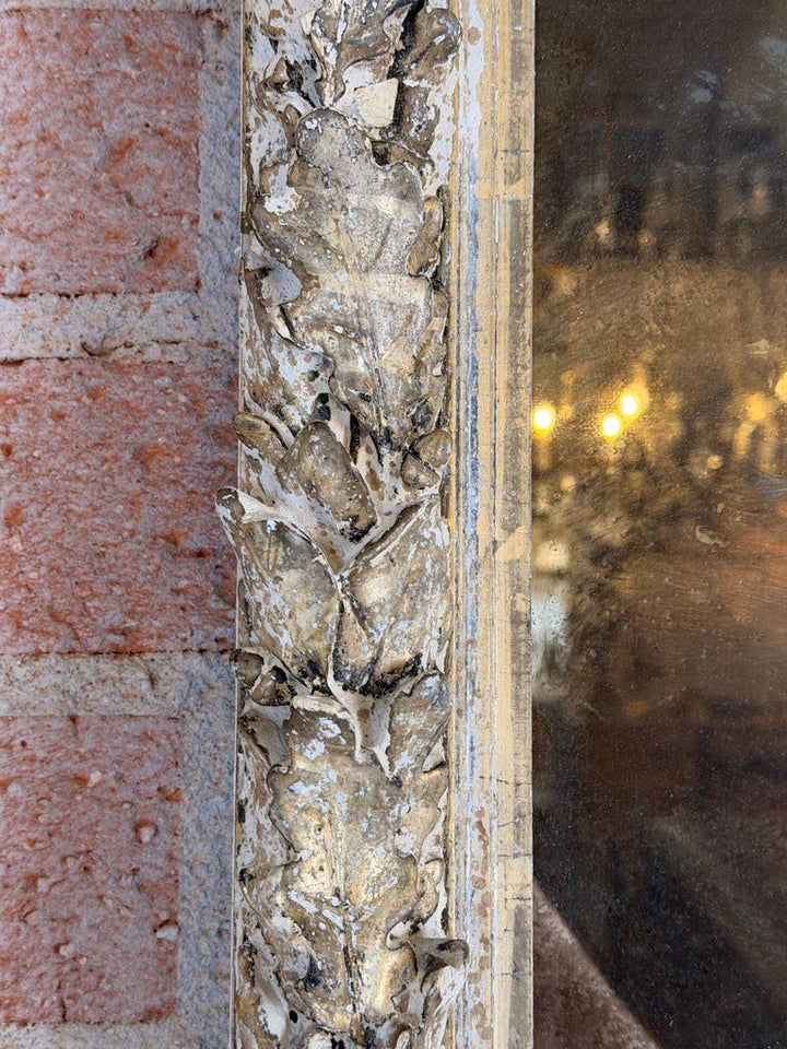 19th Century French Rococo Silvered Wood Mirror with Original Mercury Glass