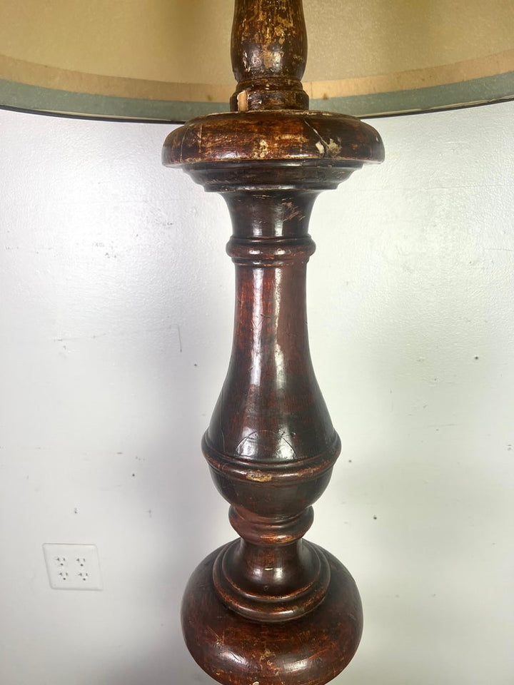 18th Century Italian Baroque Carved Standing Lamp w/ Parchment Shade