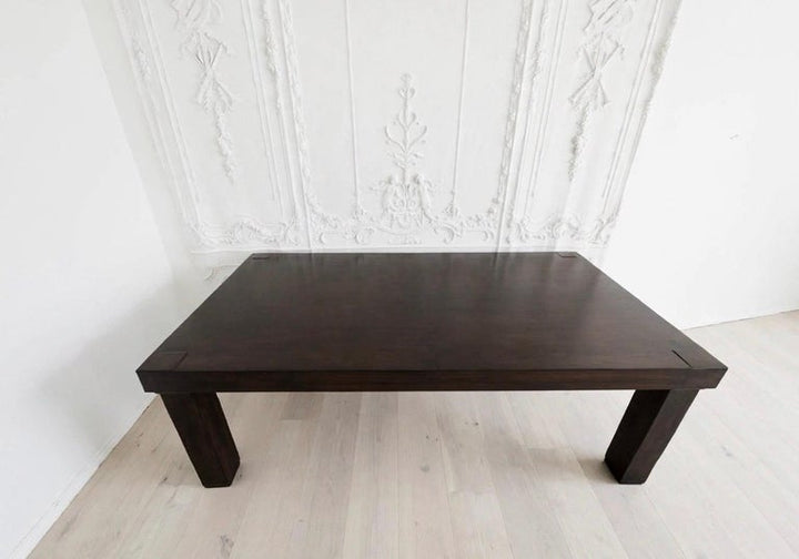Monumental Minimalist Extendable Dining Table In High-Gloss Ebonized Hardwood