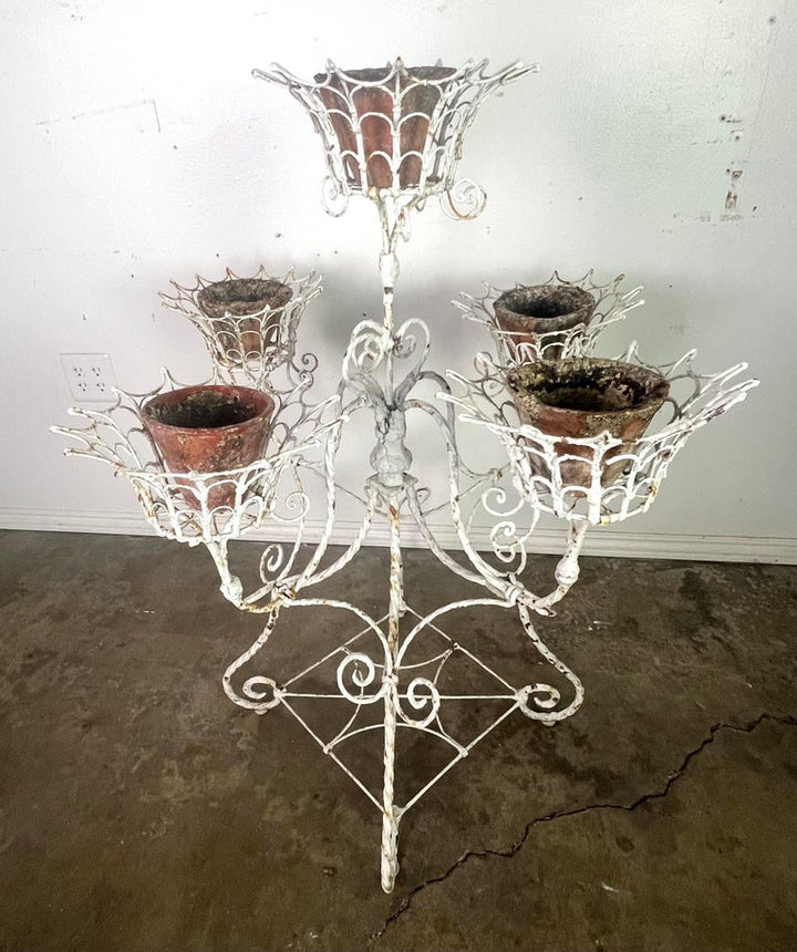 Vintage Painted Wrought Iron Plant Stand