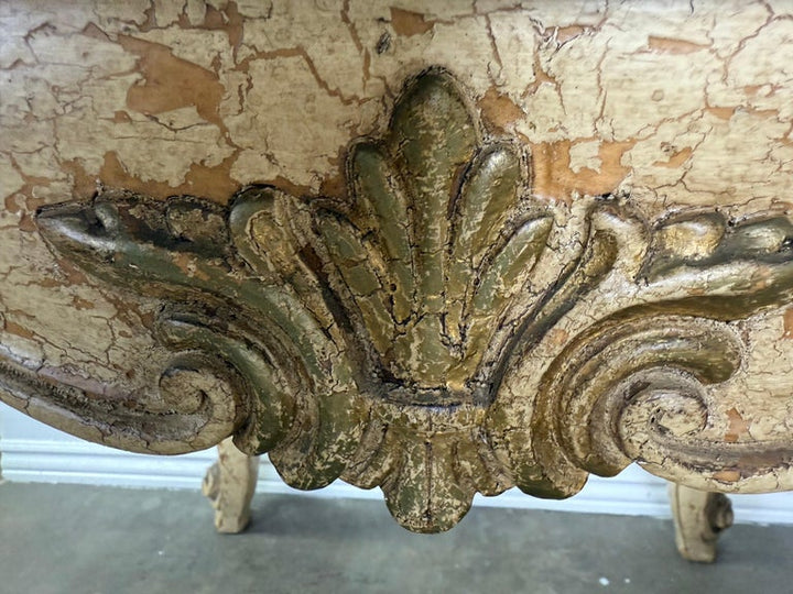 Antique Continental Giltwood Coffee Table with Original Foxed Mirror