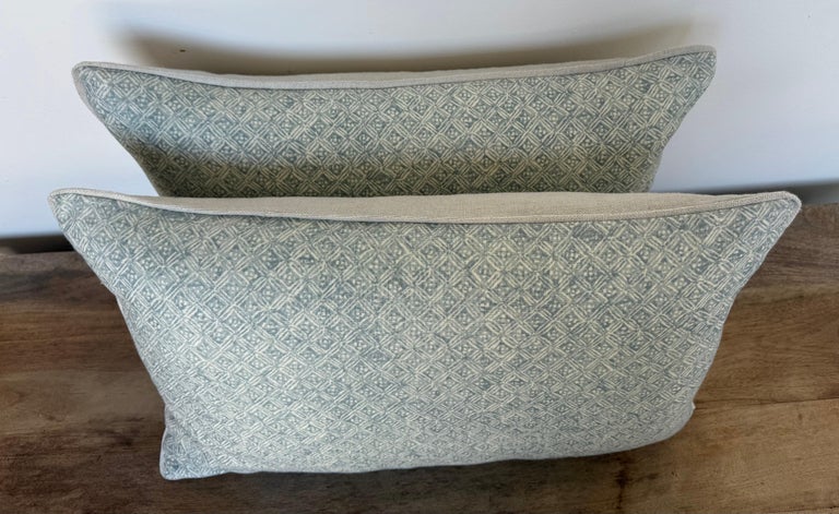 Pair of Custom Linen Pillows in Twigs Printed Fabric by Miamar Home