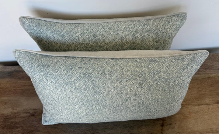Pair of Custom Linen Pillows in Twigs Printed Fabric by Miamar Home