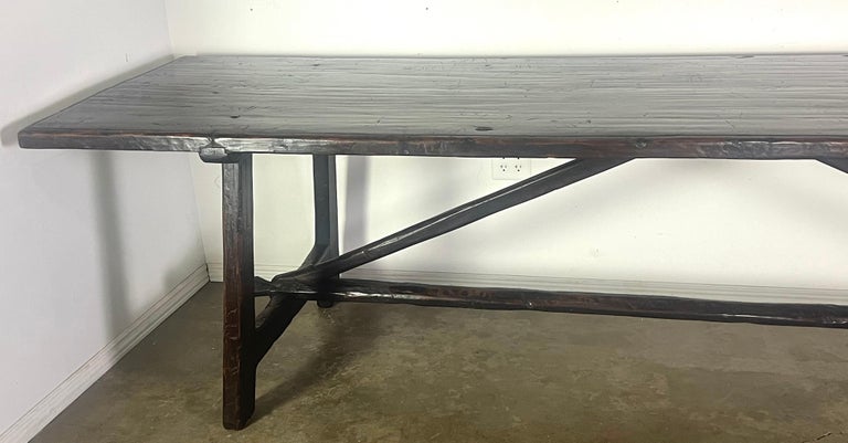 19th C. Walnut Italian Primitive Style Dining Table