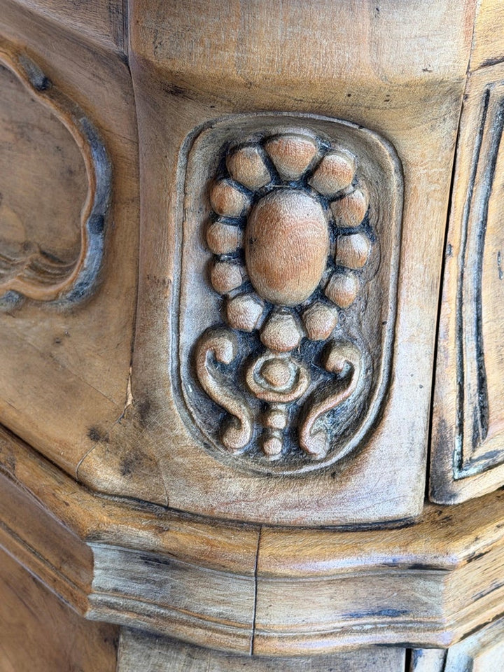 Antique French Louis XV Bombe Commode - Bleached Oak