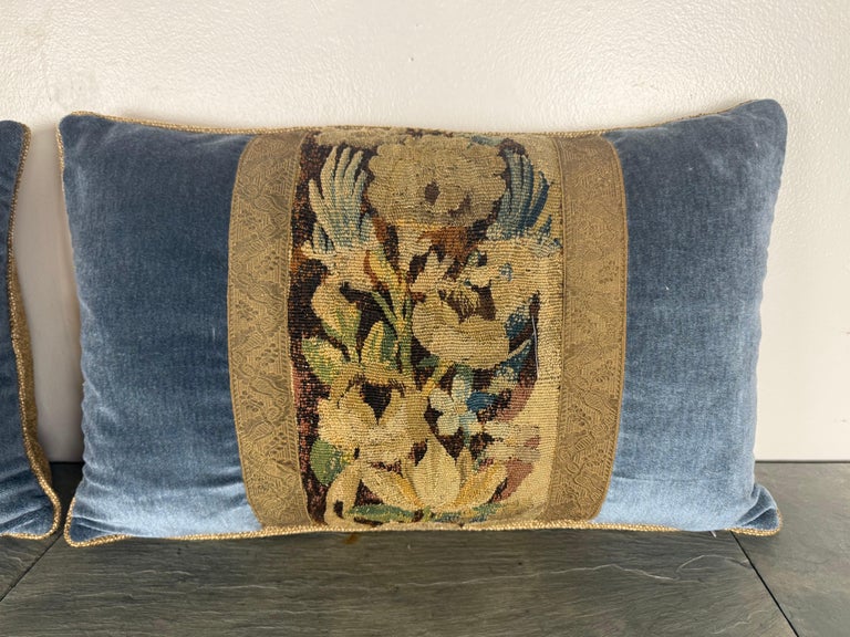 Pair of Pillows with 18th Century French Tapestry Panels by Melissa Levinson