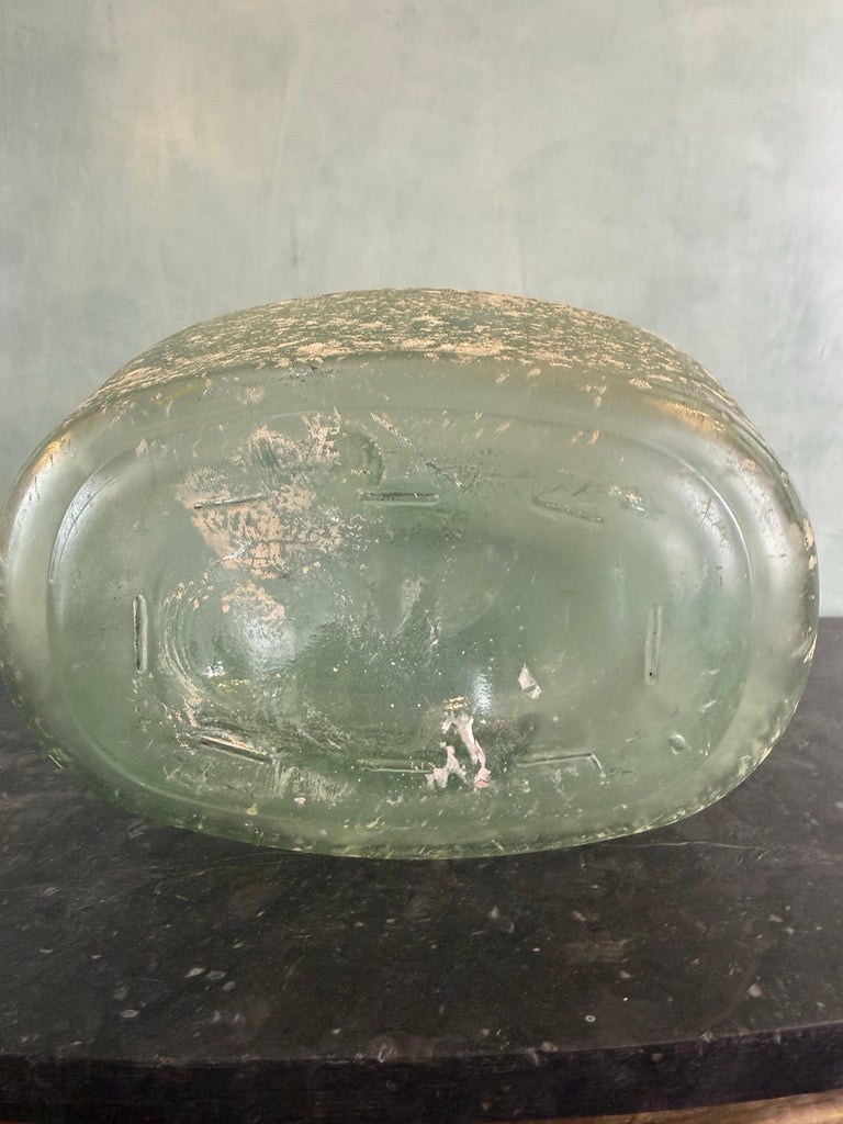 Spanish Hand-Blown Seafoam Glass Vessel with Weathered Patina Finish