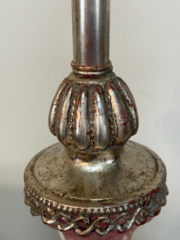 Pair of Murano Pink Bullicante Glass Table Lamps - Barovier &amp; Toso Style