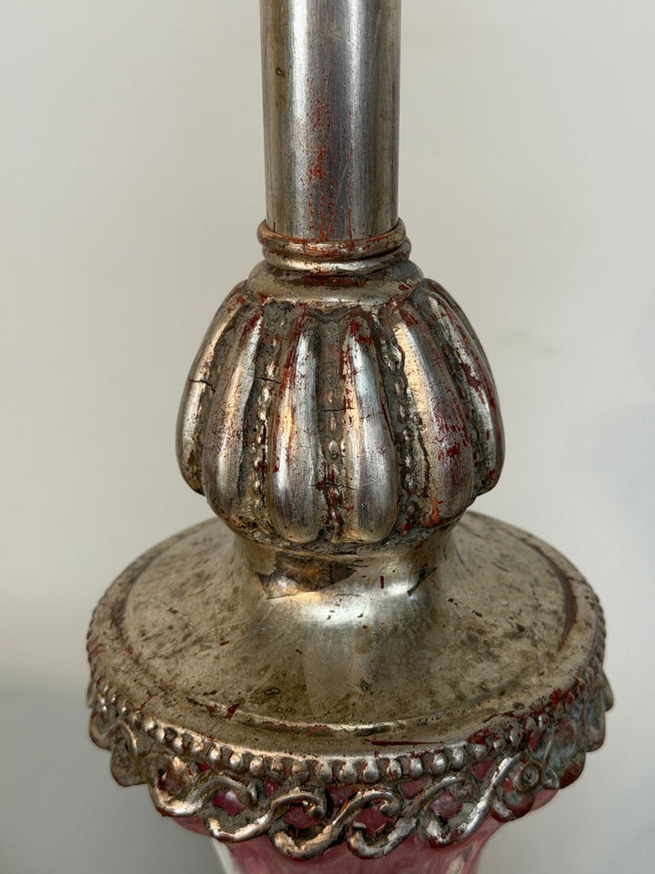 Pair of Murano Pink Bullicante Glass Table Lamps - Barovier &amp; Toso Style