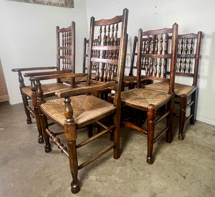 Set of Eight 19th C. English Country Dining Chairs