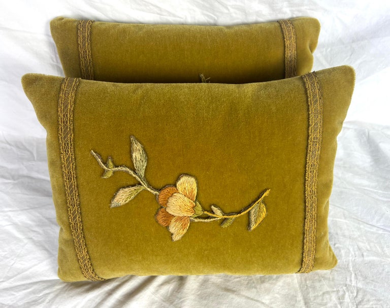 Pair of Custom Appliqued Pillows by MLA