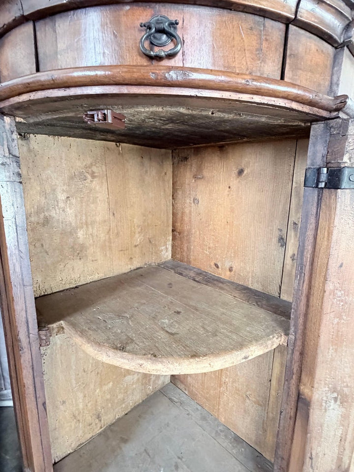 Pair of 18th Century Italian Walnut Corner Cabinets
