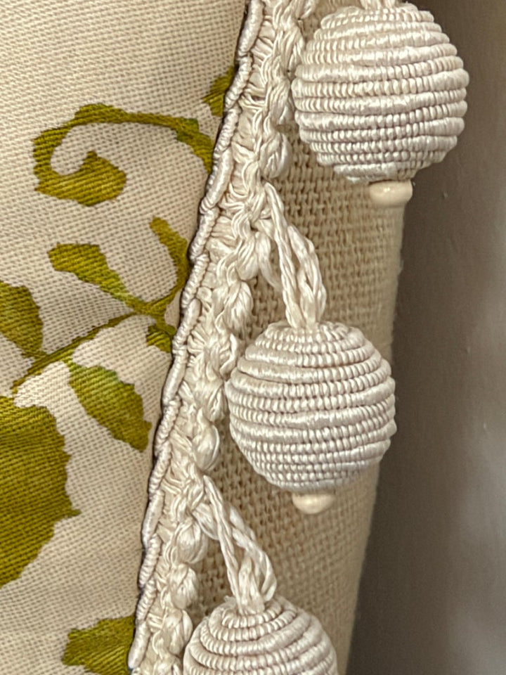 Pair of Mariano Fortuny Pillows - with Designer Pom-Pom Trim