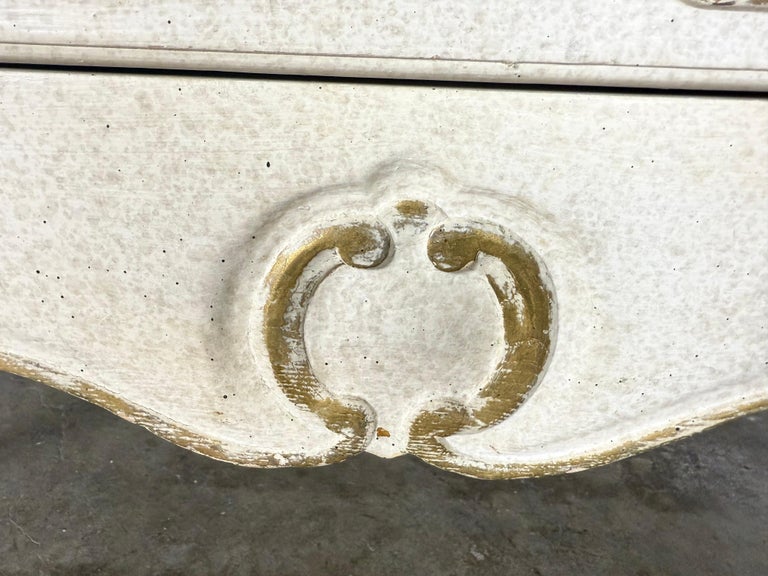 Pair of Louis XV–Style Painted Chests with Antiqued Marbled-Foxed Mirror Tops