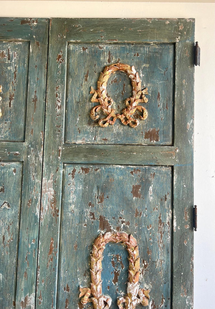 Pair of French Provincial Painted & Parcel Gilt Doors, C. 1900's