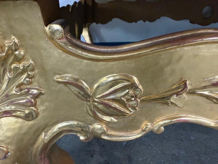 Giltwood Rococo Coffee Table with Antiqued Mirrored Top