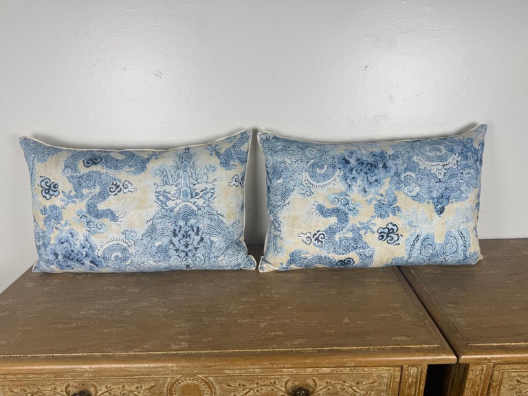 Pair of Dragon Printed linen Pillows