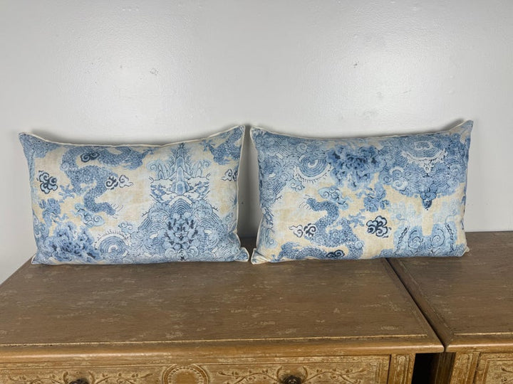 Pair of Dragon Printed linen Pillows