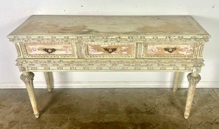 French Louis XVI Style Painted Console