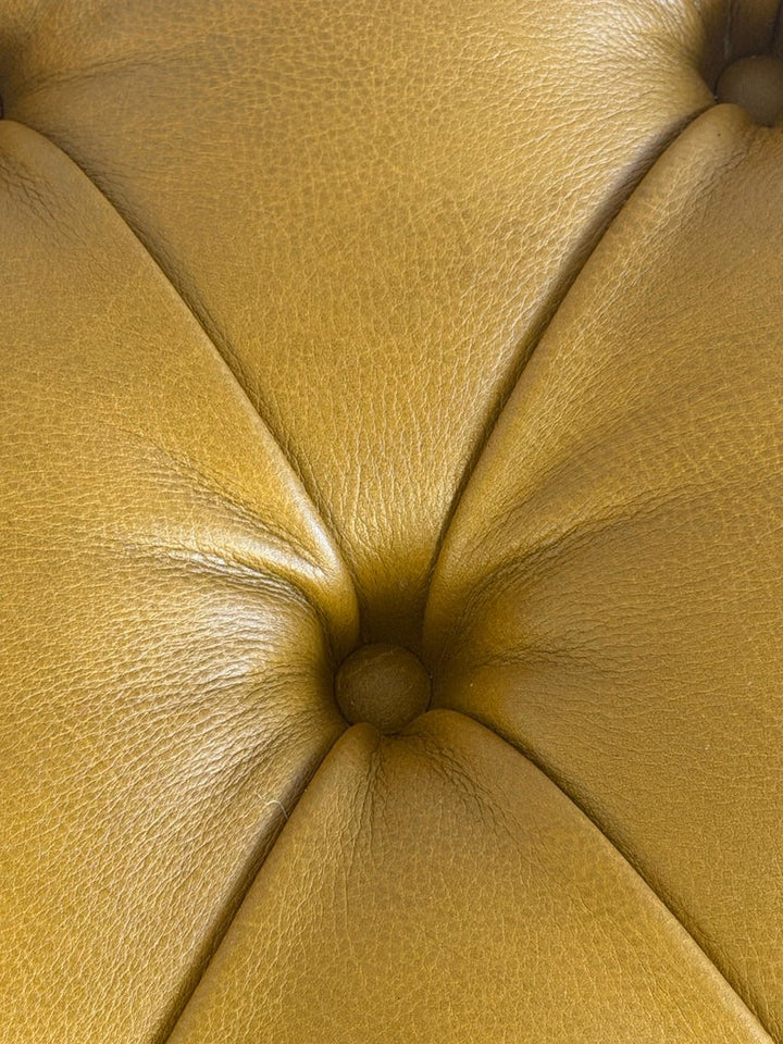 French Chesterfield Tufted Bench in Caramel Leather