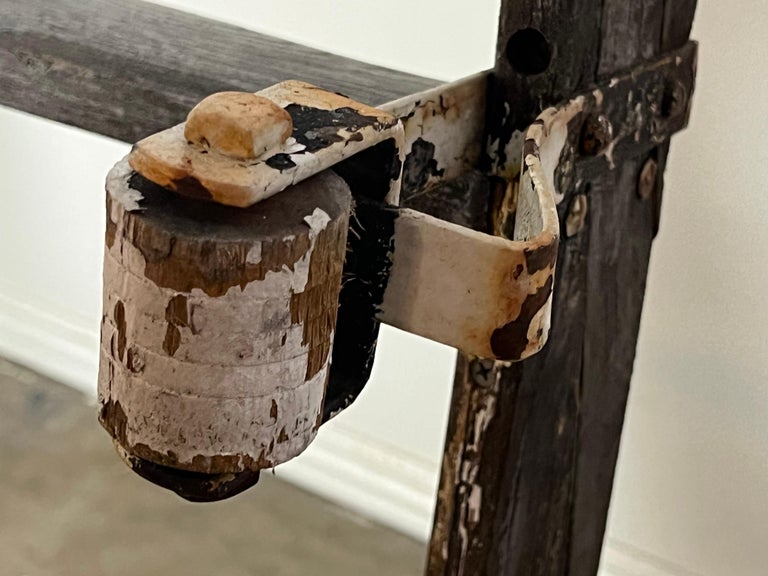 Antique Rustic Library Ladder, Iron & Wood with Distressed Patina